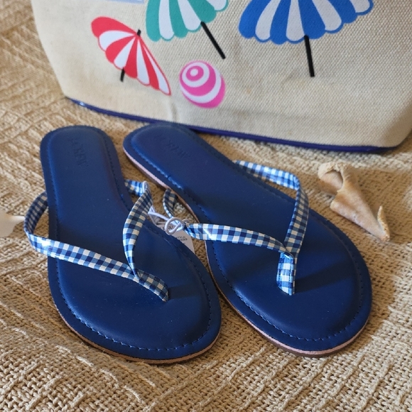 J. Crew Shoes - *SOLD**J. Crew Blue Size 8 Gingham Flip Flops Coastal